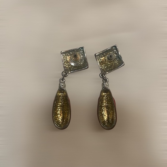 Jewelry Bundle Chunky Necklace Earrings Statement Faux Red Stone Set of 3 - Picture 7 of 9